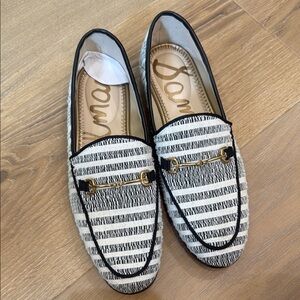 Sam Edelman Black and White Striped Loafers